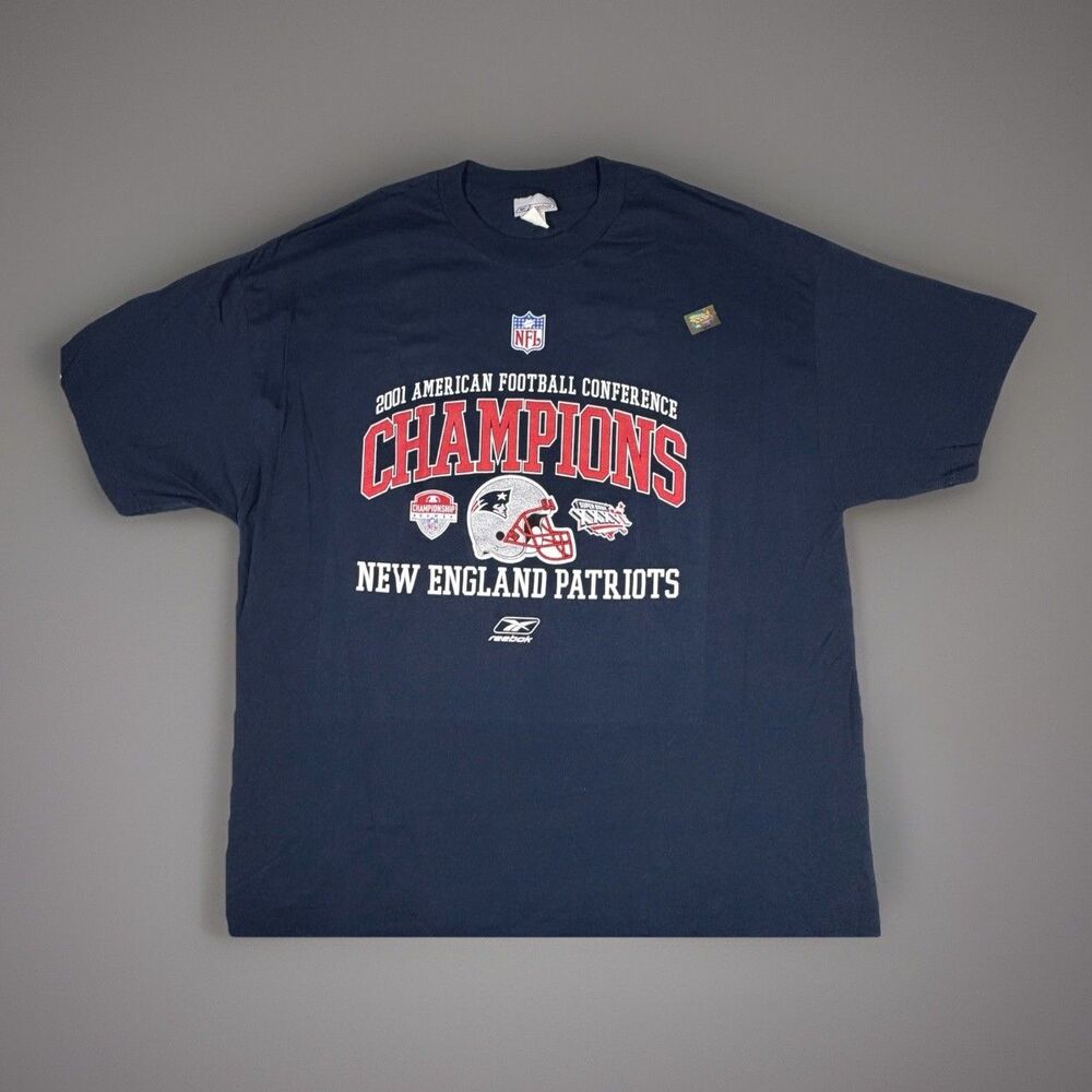 Vintage 2001 Patriots AFC Champions Reebok XL NOS NFL Super Bowl XXXVI